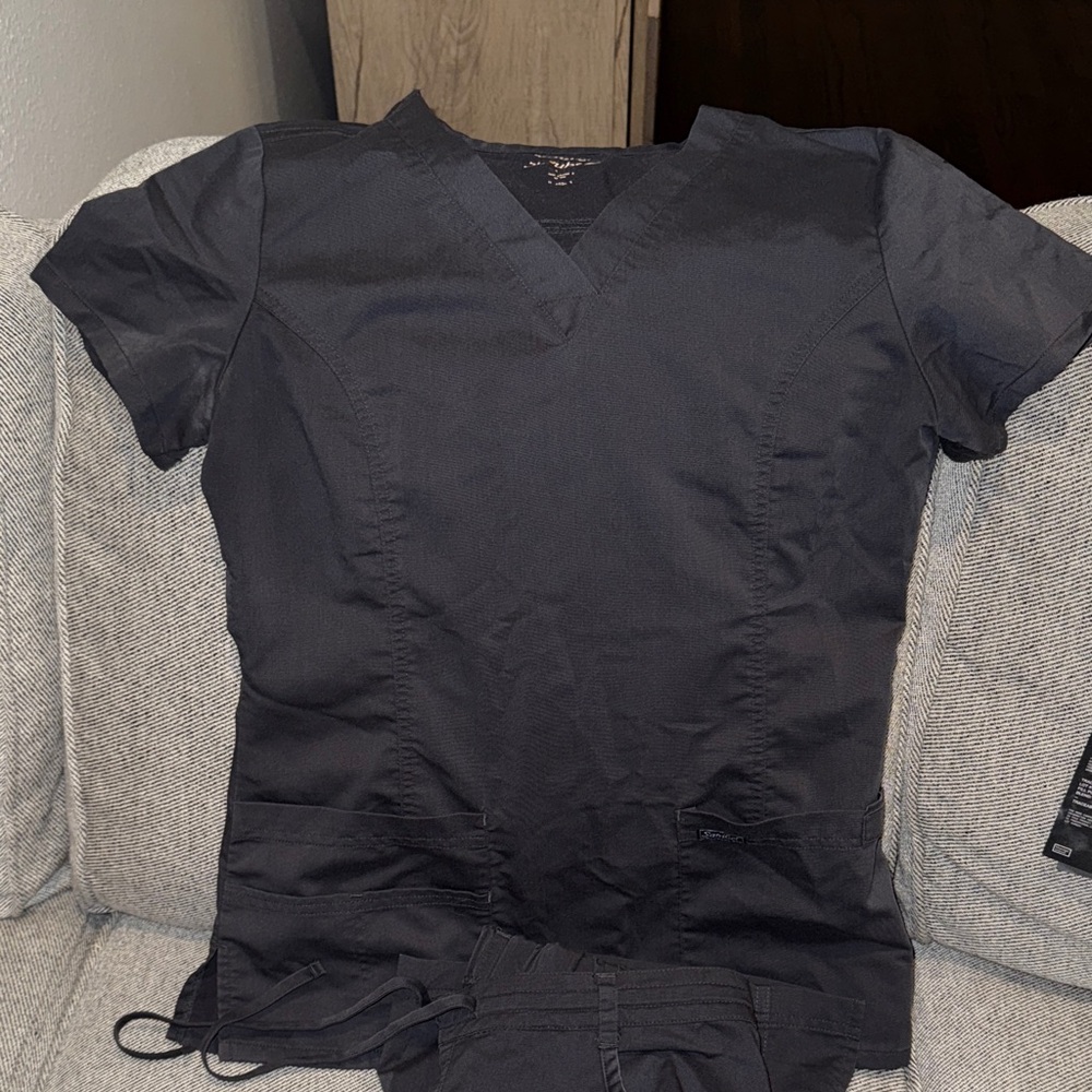 Gray Women's Scrub Set, Top & Pants